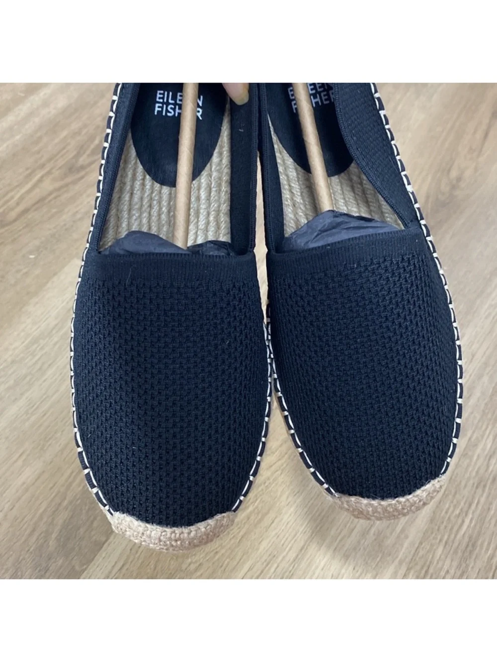 Eileen Fisher Black Espadrille-Style Slip-On Loafers